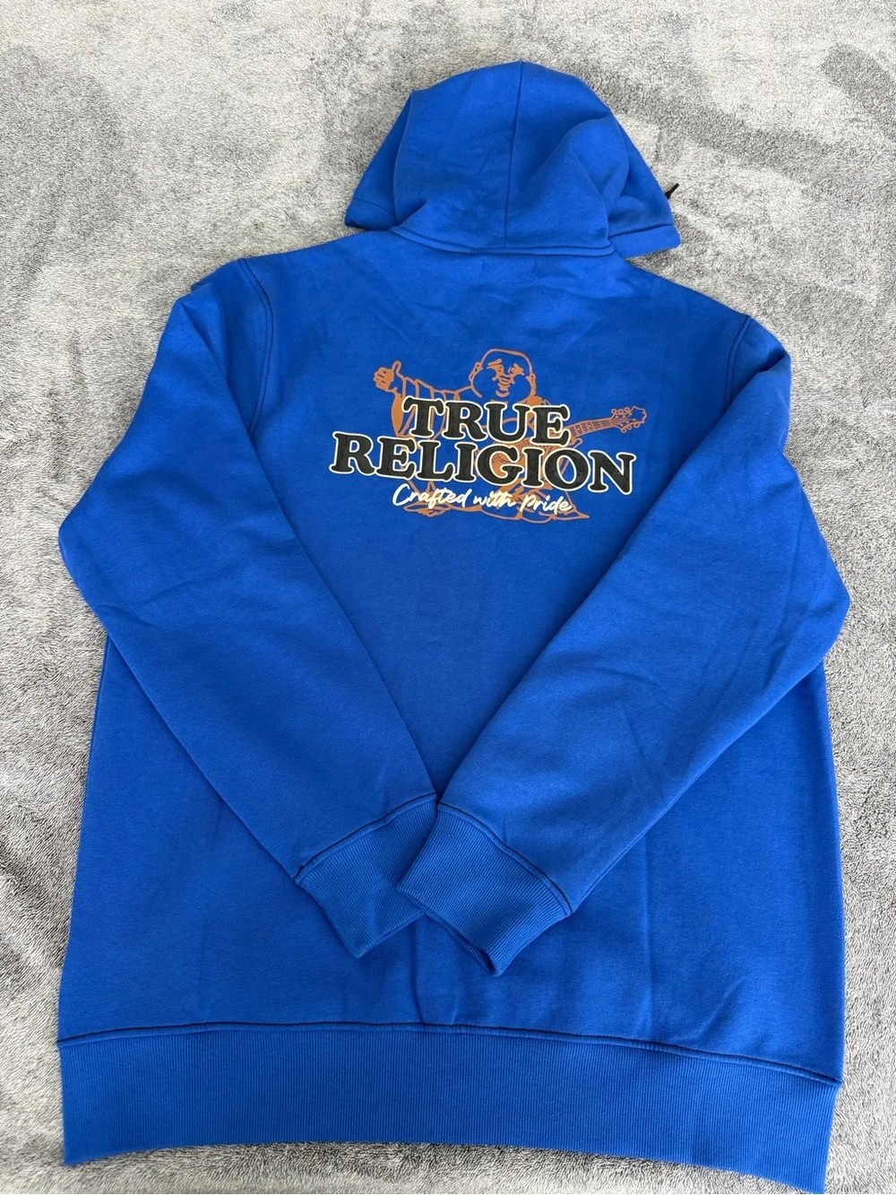 True Religion Royal Blue Zip-Up Hoodie with Logo Back